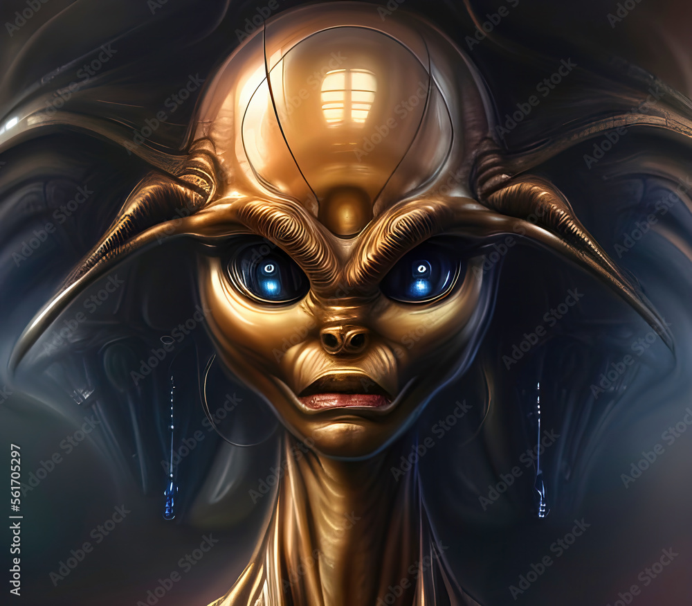 Abstract photorealistic alien portrait. An original, high quality, big ...