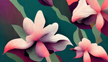 100 Mini Exotic Flowers In Full Bloom In All Over Pattern Vaporware