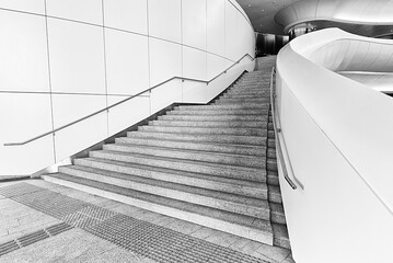 Poster - Interior view of stairway in modern architecture