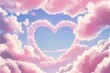 pink heart in sky cloud valentines day celebration wedding concept illustration