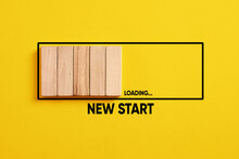 Waiting Or Preparing For A New Start In Business Career Or Life. New Start Loading Progress Bar On Yellow Background.