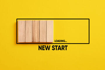 waiting or preparing for a new start in business career or life. new start loading progress bar on y