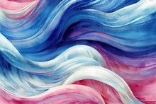 Abstract Pink Blue Wavy With Blurred Light Curved Lines Background. Illustration. Neutral, Color Stripes, Background. Soft Pastel Color. Wave Background. Generative AI.