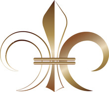 Golden Fleur De Lis Royal French Heraldic Symbol Metallic Decorative Design Element