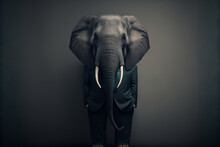 Portrait Of A Elephant In A Stylish Business Suit. Generative AI. Businessman Elephant Illustration. 