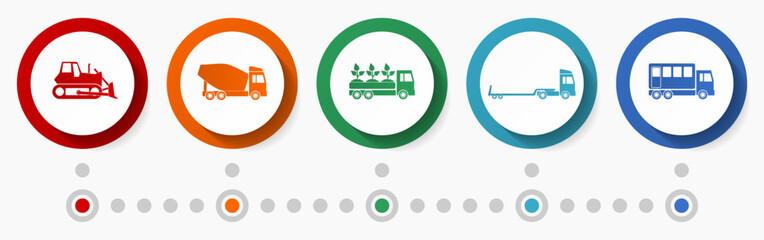Aufkleber - Transport vector icon set, vehicles concept flat design buttons, infographic template