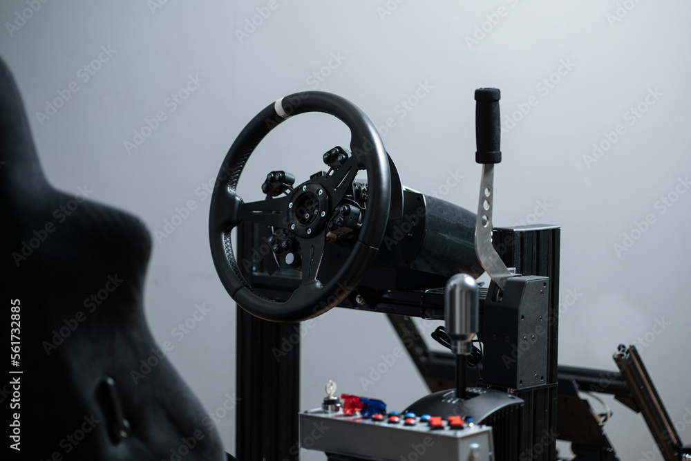 sim racing cockpit, auto simulator seat, playing video games Stock ...
