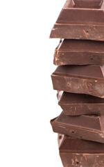 Sticker - chocolate pieces. dark chocolate bars stacked high