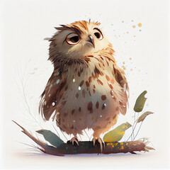 Wall Mural - Cartoon. Cute owl. generative ai