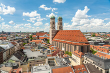 Germany, Munich, Frauenkirche And Surrounding Houses