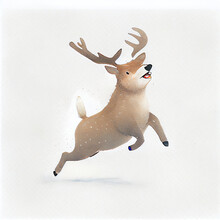 Cartoon. Cute Reindeer Having Fun. Generative Ai
