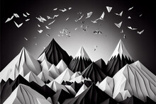 Abstract Origami Landscape Wallpaper. Generative Ai