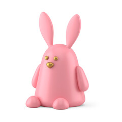 Wall Mural - Cute pink Easter rabbit ceramic decorative toy isometric festive statuette realistic 3d icon