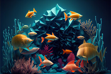 Wall Mural - Abstract underwater wallpaper. generative ai