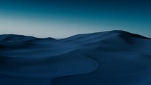 Dawn Landscape, With Desert Sand Dunes. Empty Modern Wallpaper With Cool Gradient Starry Sky