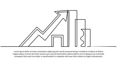 Wall Mural - Continuous line design of arrow. One line decorative elements drawn on a white background.