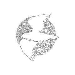 Wall Mural - Continuous curve one line drawing abstract art in circle. Beautiful flying seagull. Single line editable stroke vector illustration of cute seagulls for logo, syimbol, wall decor, boho poster