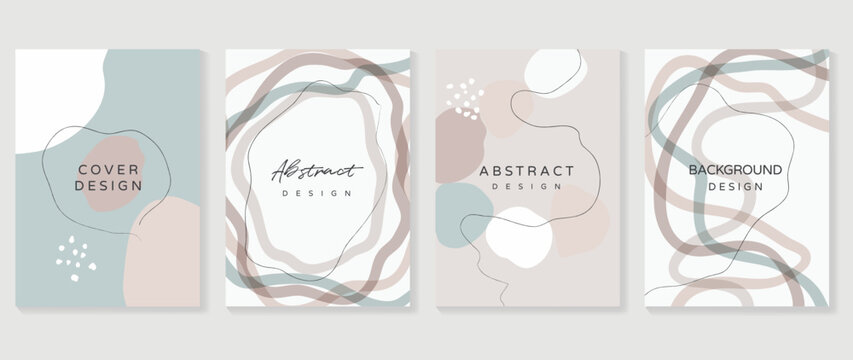 Abstract design cover set vector illustration. Creative background template with abstract colored organic shapes and line arts. Design for greeting card, invitation, social media, poster, banner.