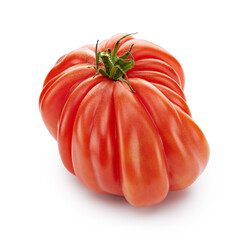 Canvas Print - Fresh ripe tomato closeup isolated on white background