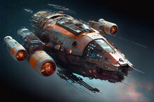 Sci-fi Spaceship Space Ship Transport Intergalactic Travel Concept Art, Generative Ai