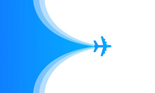 Silhouette Of The Plane Open The Sky Behind It. Landing Page Flat Design. Vector Illustration