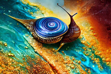 Snail On A Leaf Image Generated By AI Technology
