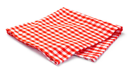 table cloth kitchen isolated. red napkin on white background.