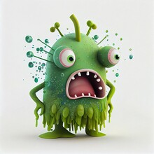 Cute Adorable, Whimsical Germ, Virus, Bacteria Character, Generative Ai
