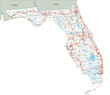 High detailed Florida road map with labeling.
