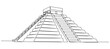 Continuous one line drawing of Chichen Itza. Vector illustration