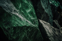 Abstract Green Stone Illustration, Green Rock Background, Texture, Generative Ai