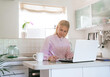 © Jordi - Young attractive blonde girl is working or studying from a home office. Horizontal mockup.