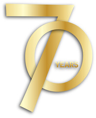 Wall Mural - 70 YEARS interlocking gold icon on transparent background