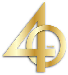 Poster - 40 YEARS interlocking gold icon on transparent background