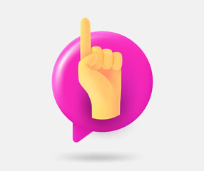 Poster - Speech cloud with pointing gesture. 3d vector isolated illustration