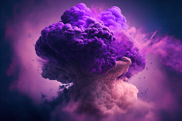 Poster - Bomb smoke background, purple smoke like clouds a result of explosions, smoke. Generative AI