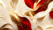 © NadiaArts - Abstract 4k wallpaper. Digital art marbling texture with red and gold. AI