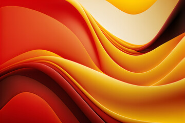 Wall Mural - Abstract flowing colors as background wallpaper. Smooth curves in red and yellow. Generative AI. 