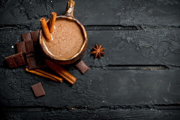 Poster - Hot chocolate with cinnamon sticks.