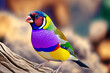 Beautiful multi colored Gouldian finch bird from Australia. Generative AI