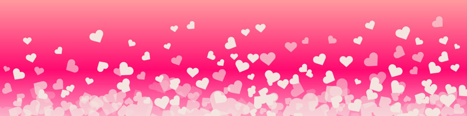 Wall Mural - Love valentine background with pink petals of hearts on gradient background. Vector banner, postcard, background.The 14th of February. Vector EPS 10