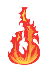 Aufkleber - Bright burning fire and hot flame effect, flammable symbol. Illustration in comic cartoon design