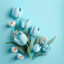 Ai Generated Blue Tulips. Created Using Ai Generative. 