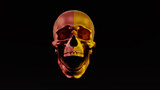 Fototapeta Zwierzęta - Screaming gold and bronze humen skull on dark background, 3D render