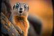 Meerkat expresses emotions Meerkat looking camera. Comedy Wildlife background. Digital artwork	
