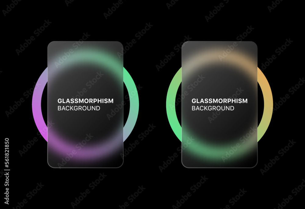 glassmorphism background banner with transparent glass frame template ...
