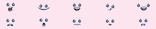 Kawaii Face Emotions Set. Sad And Delighted With Bright Emoji Experience And Joyful Vector Funny Smile