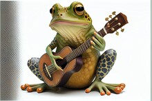 An Illustration Of A Singing Frog Holding A Guitar