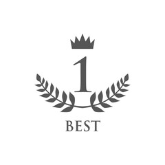 First place, number one, golden laurel wreath creative symbol concept. Trophy, cup abstract business logo idea. Award, win, winner icon. Corporate identity logotype, company graphic design tamplate 