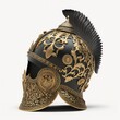 Ornate decorative ceremonial medieval knight helmet isolated on a white background